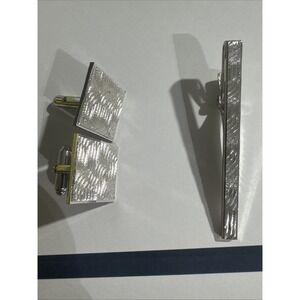Vintage Anson Silver Tone Tie Clip And Cuff Links Set